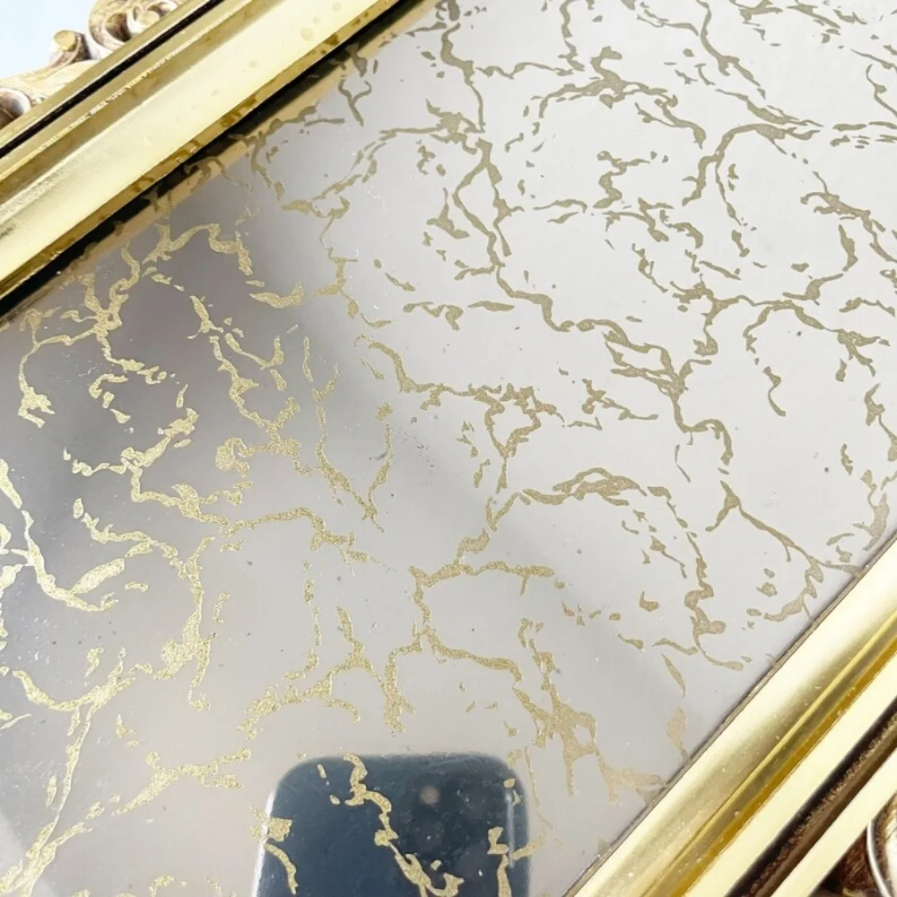 Gold Floral Scroll Framed Mottled Mirrors Set of Four